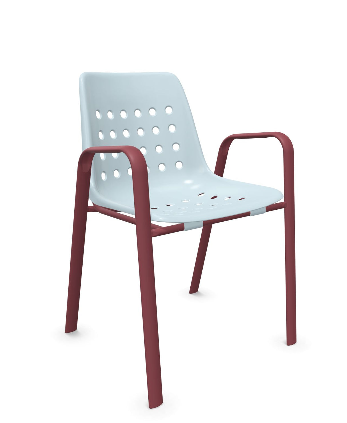 Schaffner Bermuda Fauteuil repas avec accoudoirs tubes ovales Bleu Pastel 51 Bordeaux 38