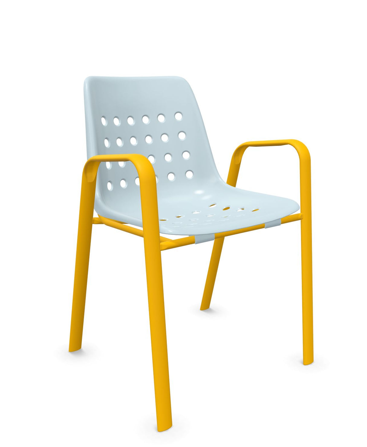 Schaffner Bermuda Fauteuil repas avec accoudoirs tubes ovales Bleu Pastel 51 Jaune 11