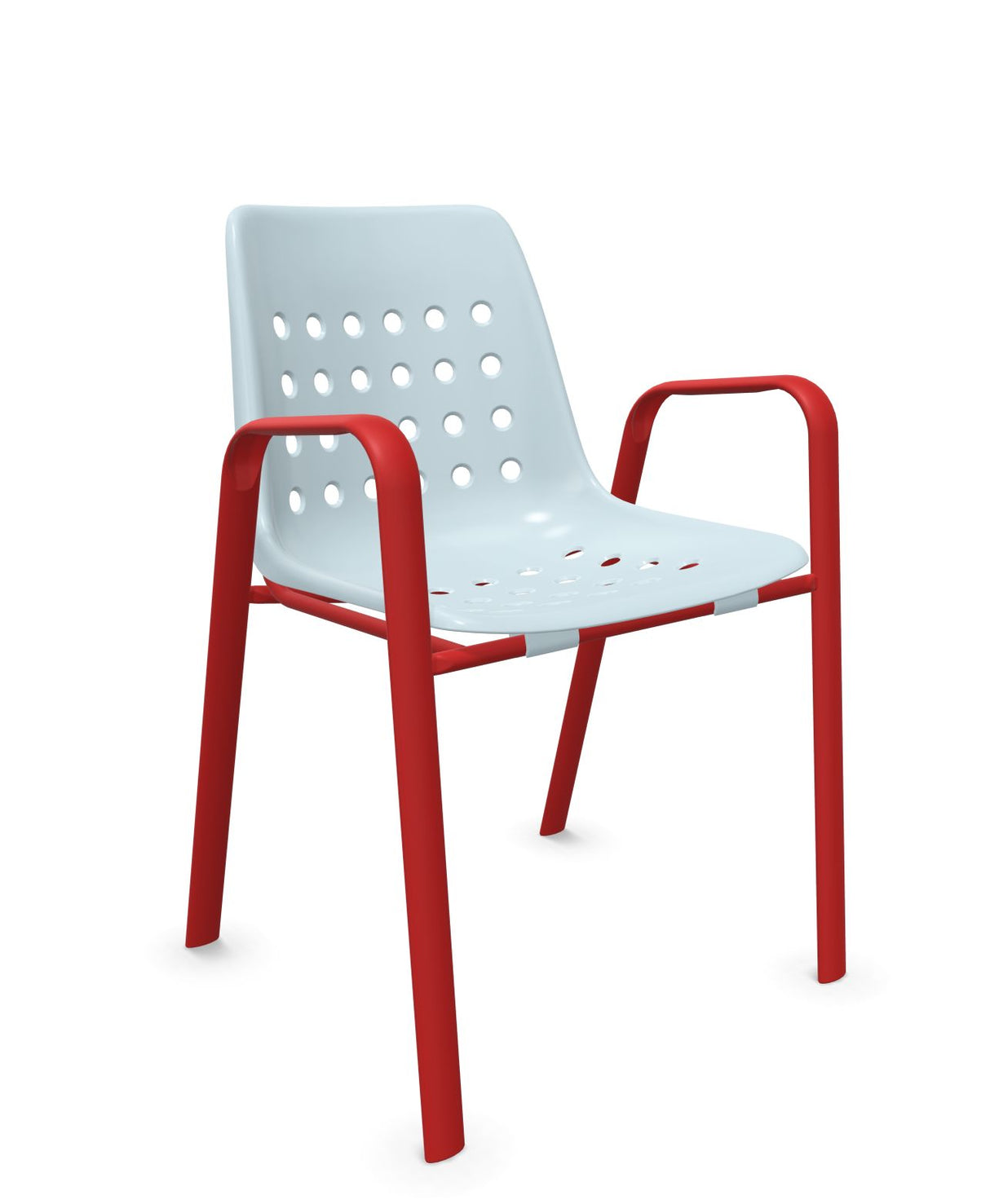 Schaffner Bermuda Fauteuil repas avec accoudoirs tubes ovales Bleu Pastel 51 Rouge 30