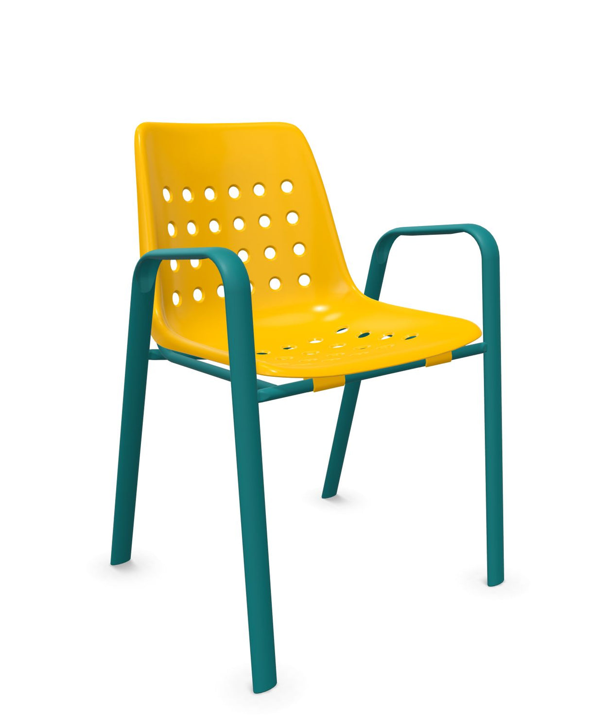 Schaffner Bermuda Fauteuil repas avec accoudoirs tubes ovales Jaune 11 Bleu Kali 56