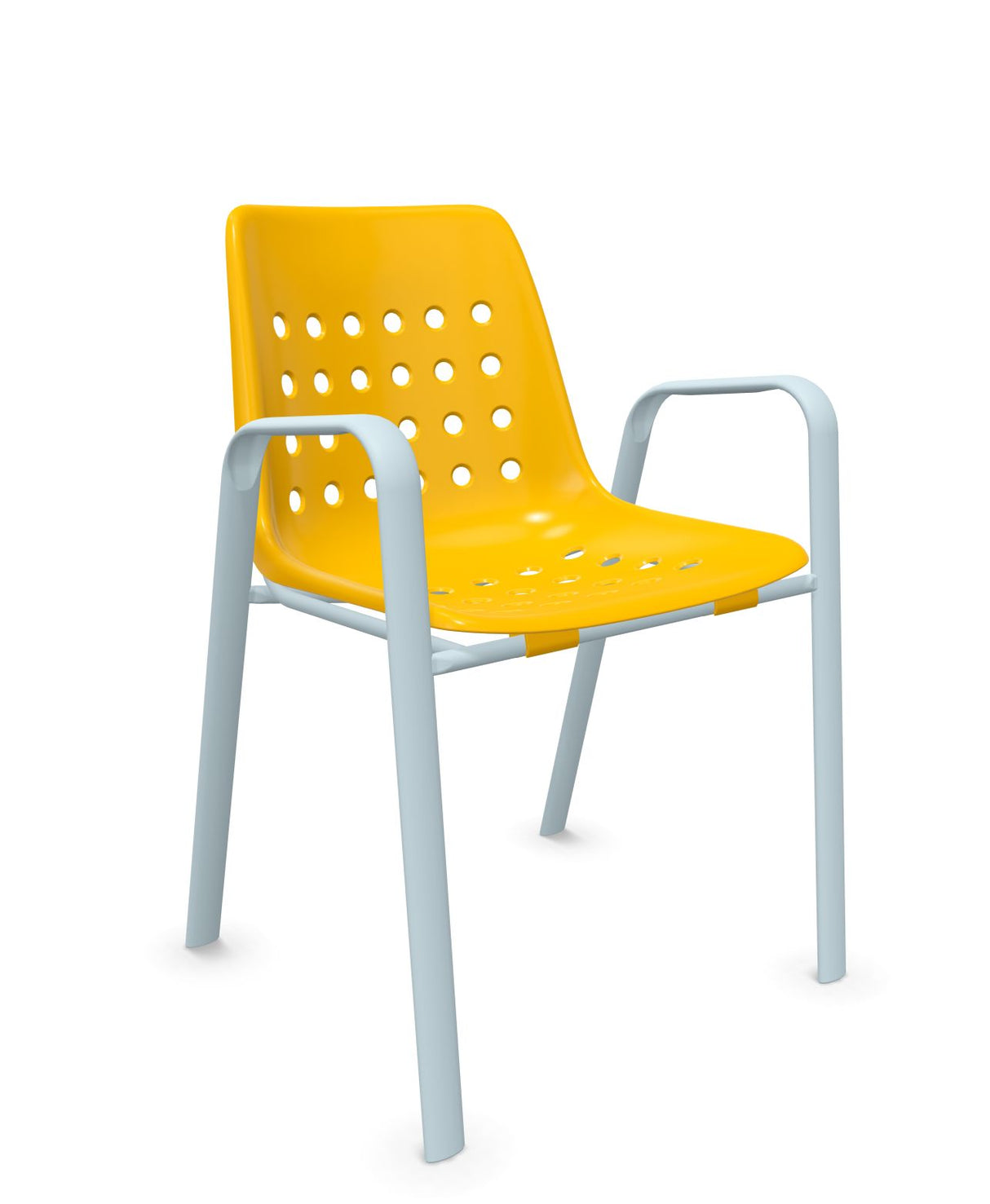 Schaffner Bermuda Fauteuil repas avec accoudoirs tubes ovales Jaune 11 Bleu Pastel 51