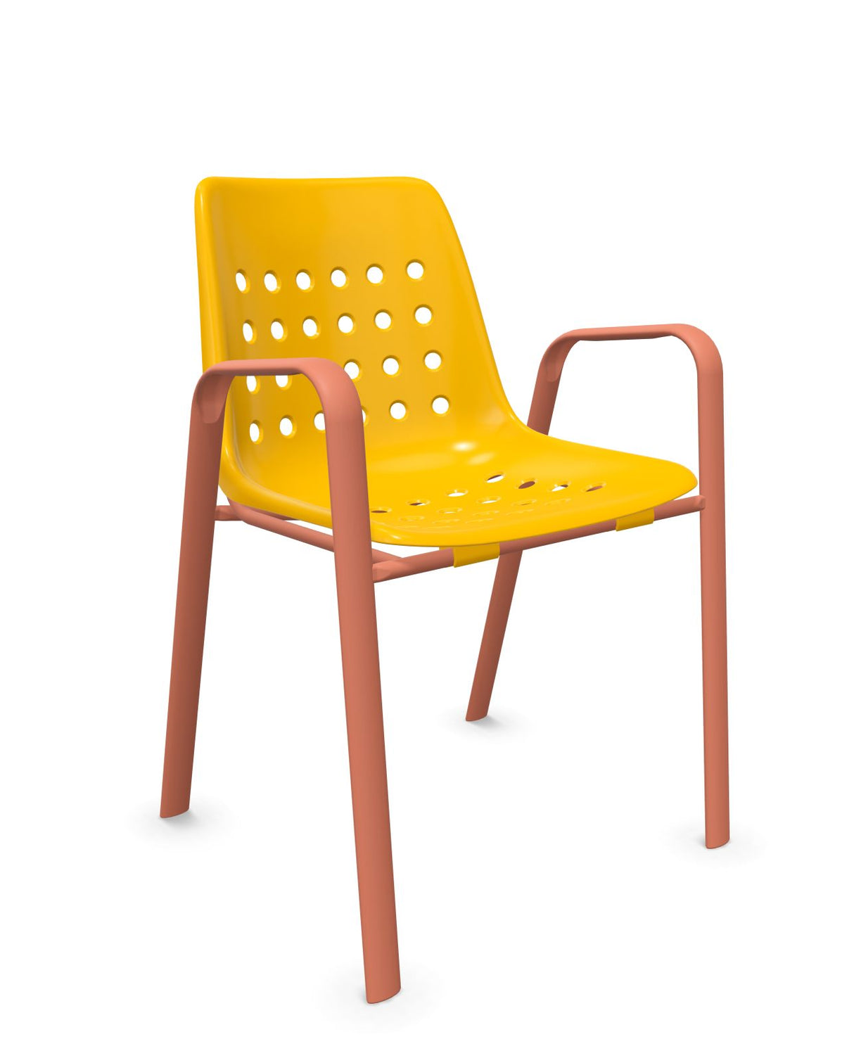 Schaffner Bermuda Fauteuil repas avec accoudoirs tubes ovales Jaune 11 Terracotta 84