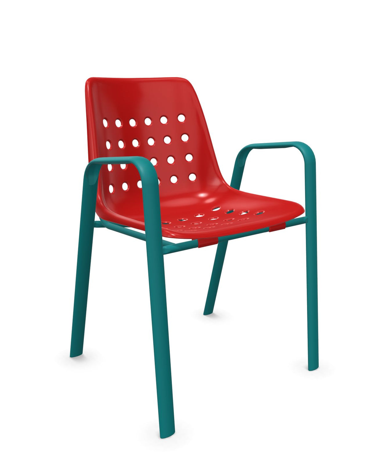 Schaffner Bermuda Fauteuil repas avec accoudoirs tubes ovales Rouge 30 Bleu Kali 56