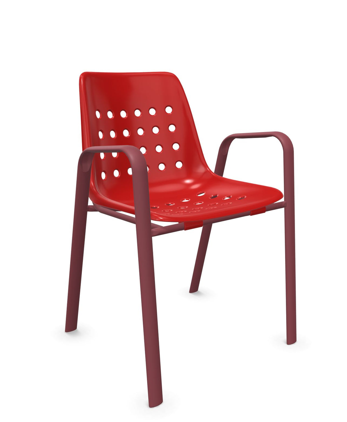 Schaffner Bermuda Fauteuil repas avec accoudoirs tubes ovales Rouge 30 Bordeaux 38