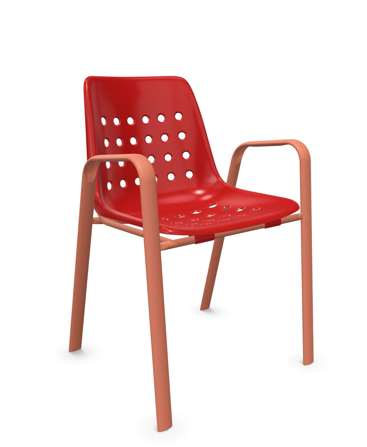 Schaffner Bermuda Fauteuil repas avec accoudoirs tubes ovales Rouge 30 Terracotta 84
