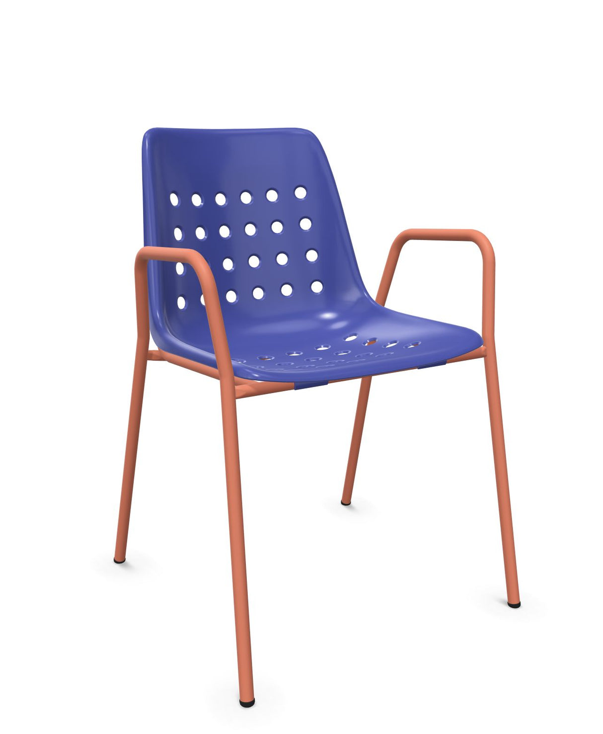Schaffner Bermuda Fauteuil repas avec accoudoirs tubes ronds Bleu 53 Terracotta 84