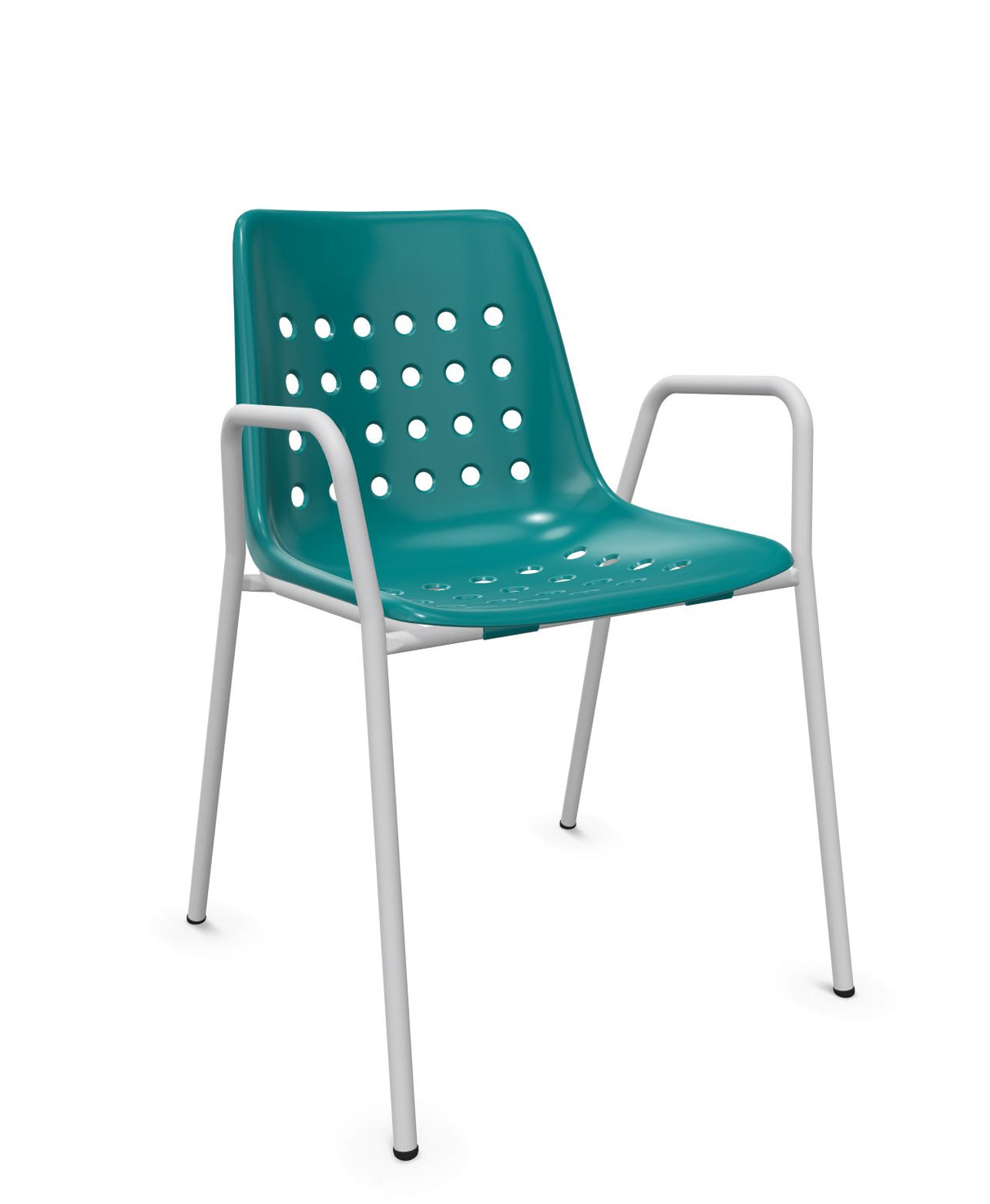 Schaffner Bermuda Fauteuil repas avec accoudoirs tubes ronds Bleu Kali 56 Gris Argent 78
