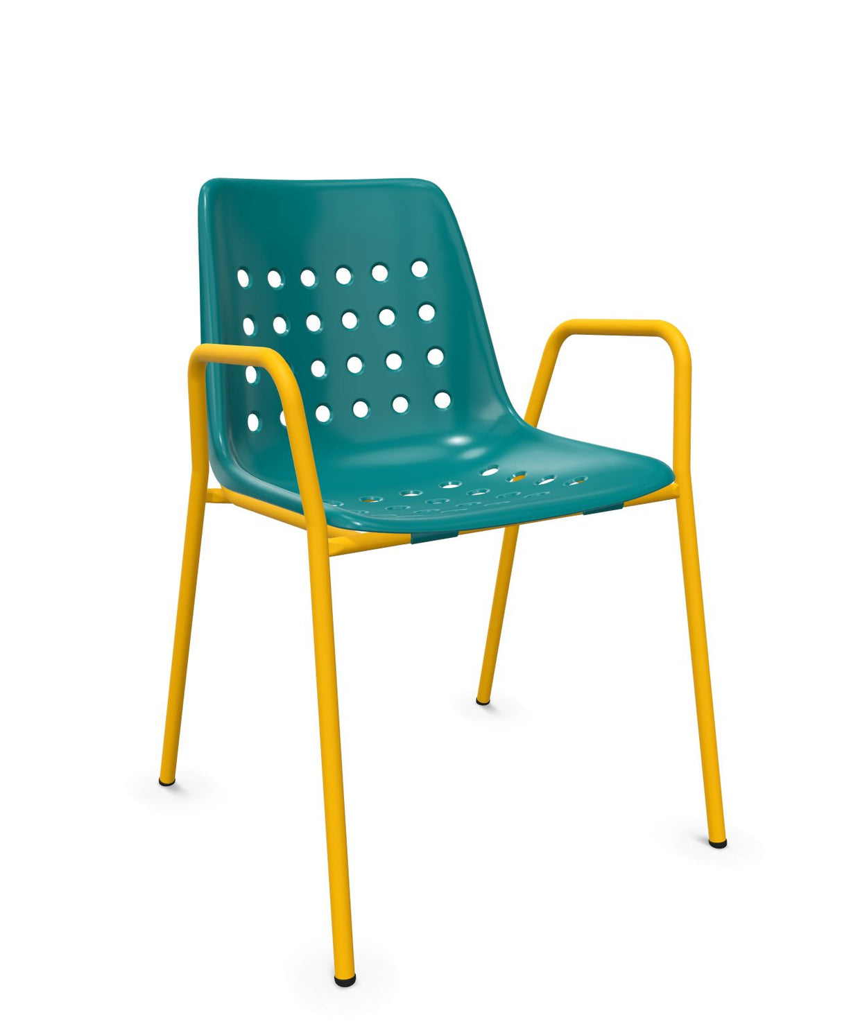 Schaffner Bermuda Fauteuil repas avec accoudoirs tubes ronds Bleu Kali 56 Jaune 11