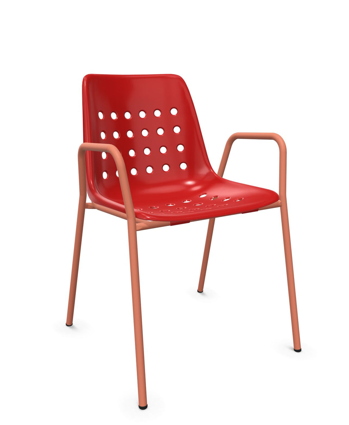 Schaffner Bermuda Fauteuil repas avec accoudoirs tubes ronds Rouge 30 Terracotta 84