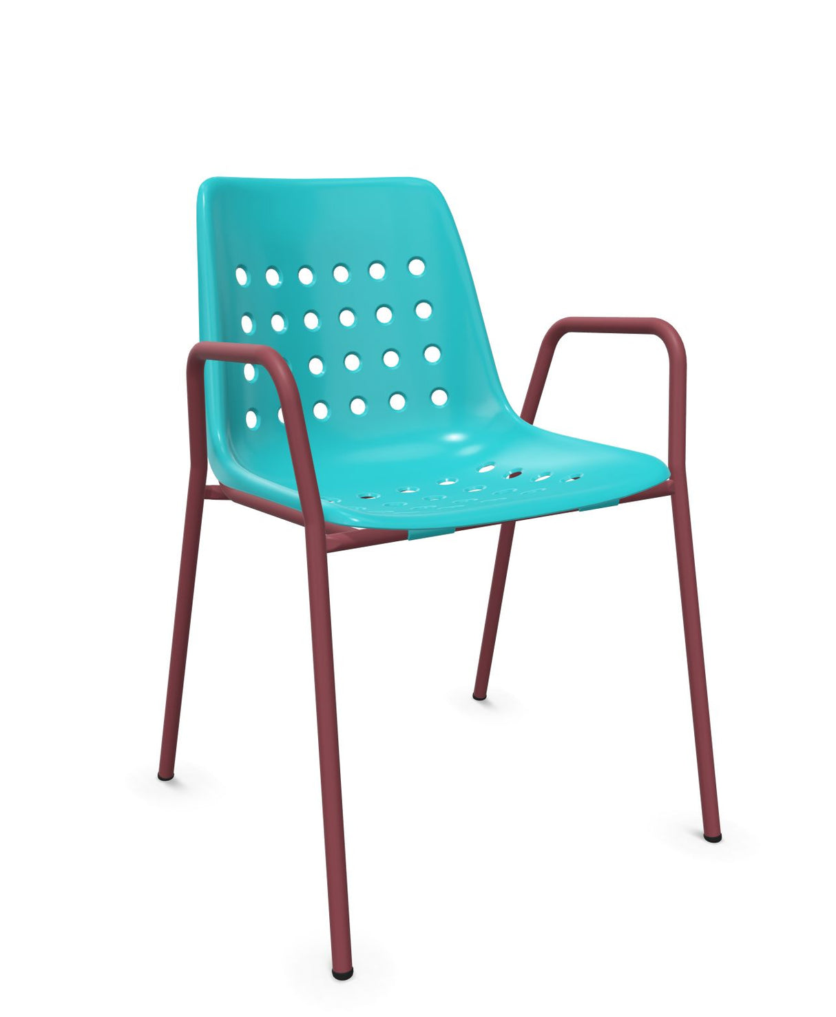Schaffner Bermuda Fauteuil repas avec accoudoirs tubes ronds Turquoise 58 Bordeaux 38