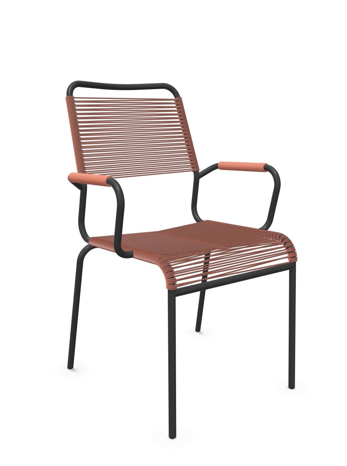 Schaffner Rigi Comfort Fauteuil Spaghetti avec accoudoirs Terracotta 84 Anthracite 77