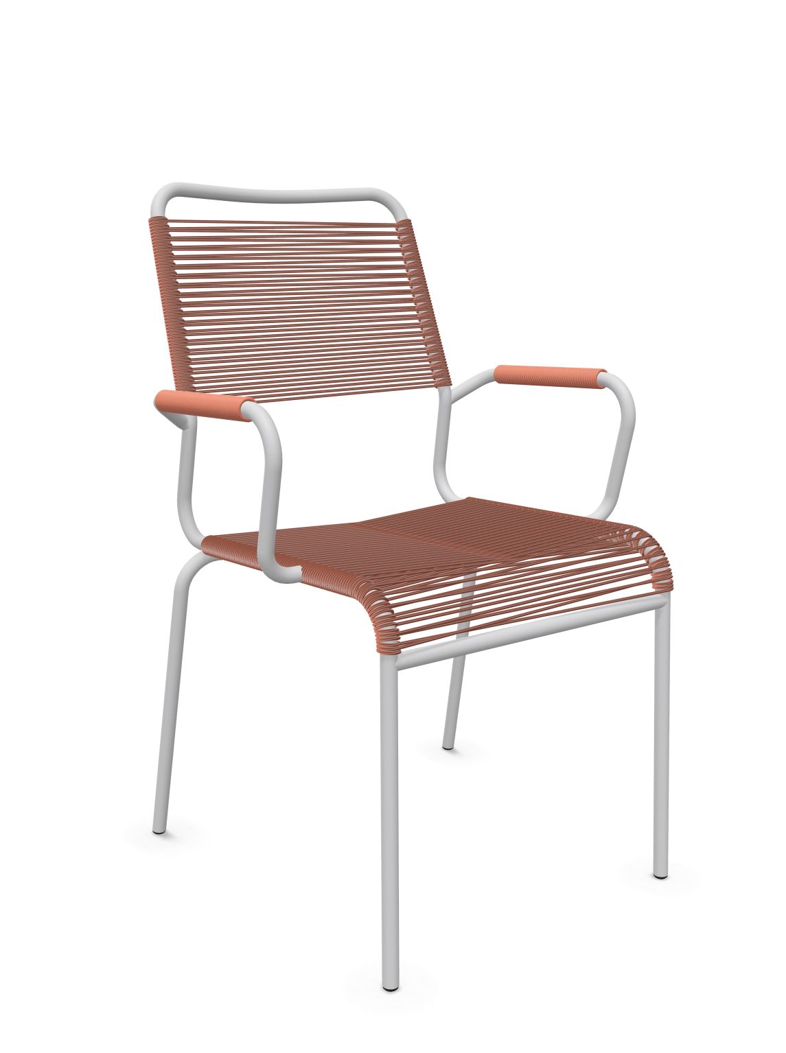 Schaffner Rigi Comfort Fauteuil Spaghetti avec accoudoirs Terracotta 84 Gris Argent 78