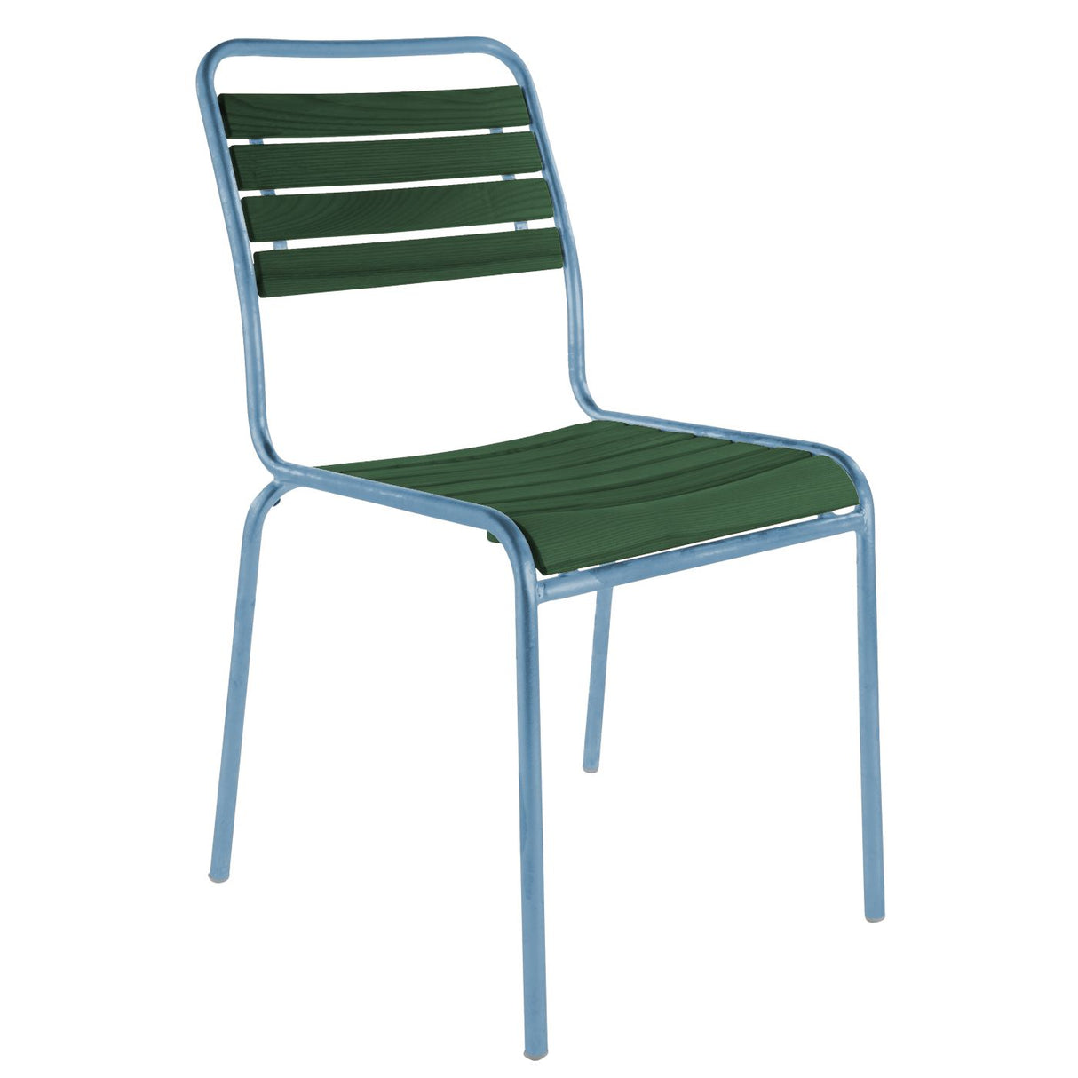 Schaffner Rigi Swiss Wood chaise à lattes en bois Vert Sapin 66 Bleu Pastel 51