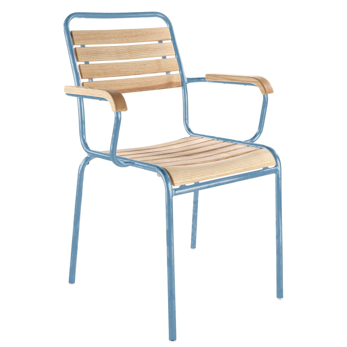 Schaffner Rigi Swiss Wood fauteuil repas à lattes en bois Laqué 92 Bleu Pastel 51
