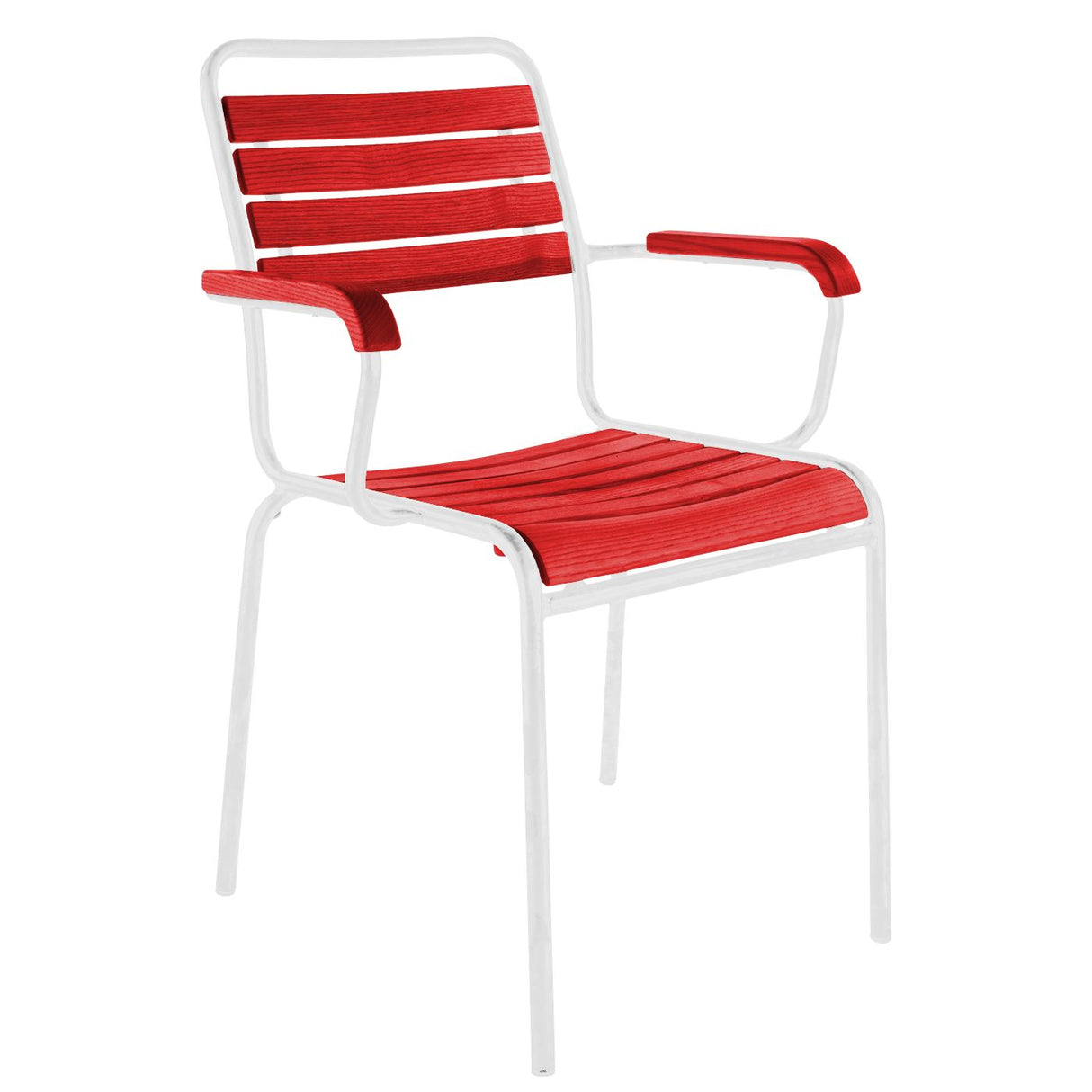 Schaffner Rigi Swiss Wood fauteuil repas à lattes en bois Rouge 30 Blanc 90