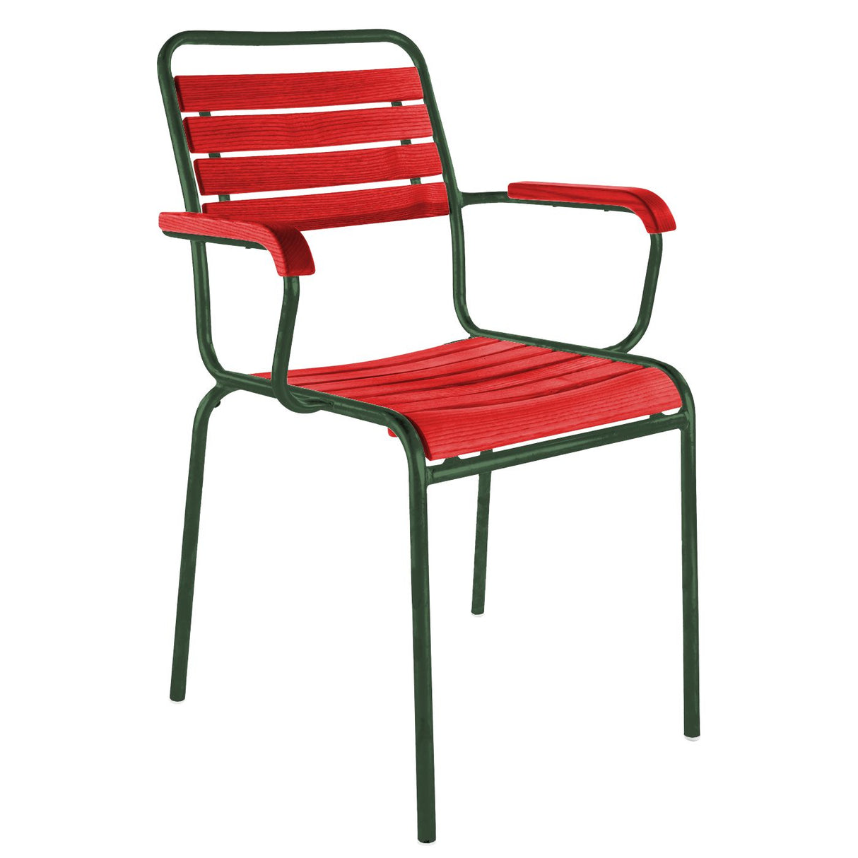 Schaffner Rigi Swiss Wood fauteuil repas à lattes en bois Rouge 30 Vert Sapin 66