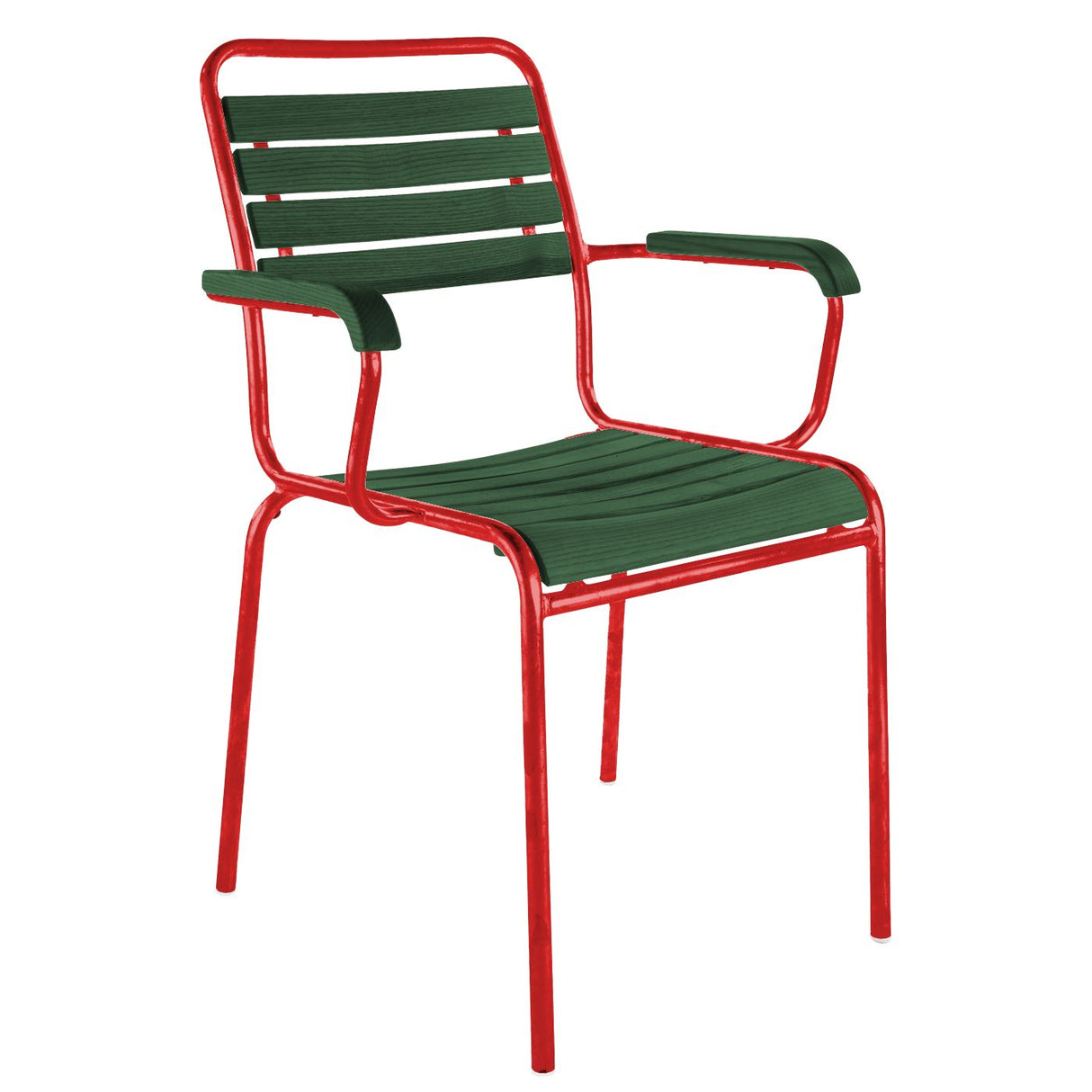 Schaffner Rigi Swiss Wood fauteuil repas à lattes en bois Vert Sapin 66 Rouge 30