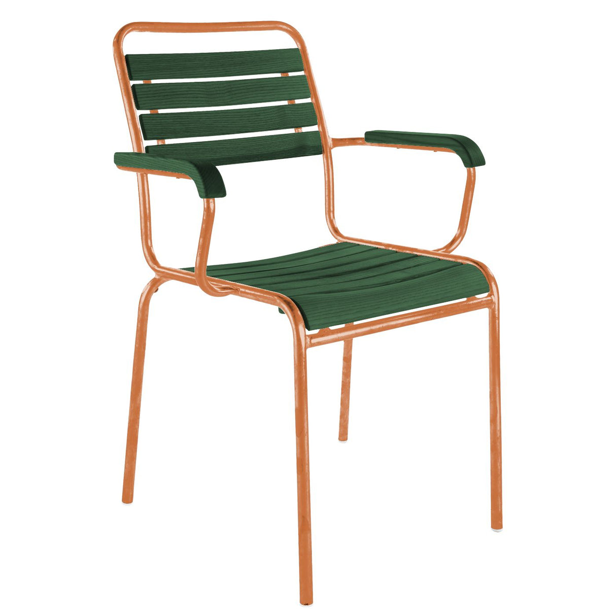 Schaffner Rigi Swiss Wood fauteuil repas à lattes en bois Vert Sapin 66 Terracotta 84