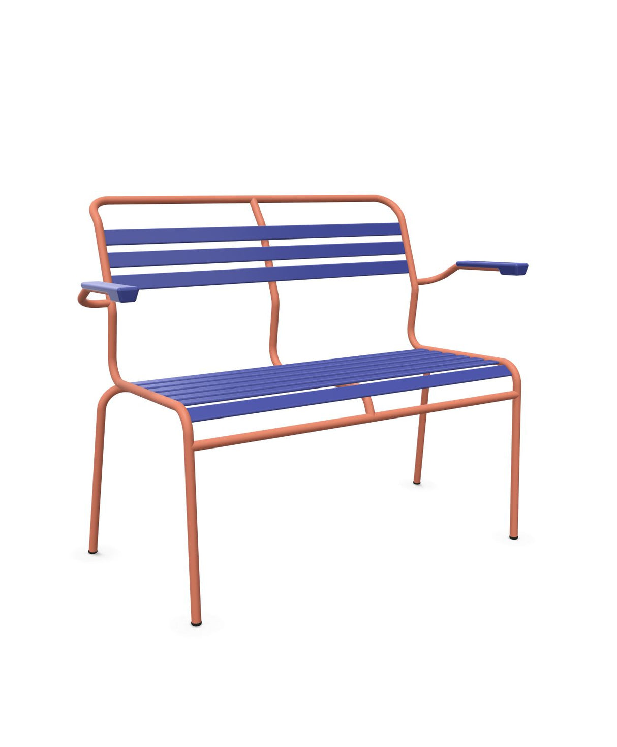 Schaffner Säntis Banc à lattes 2 places avec accoudoirs Bleu 53 Terracotta 84
