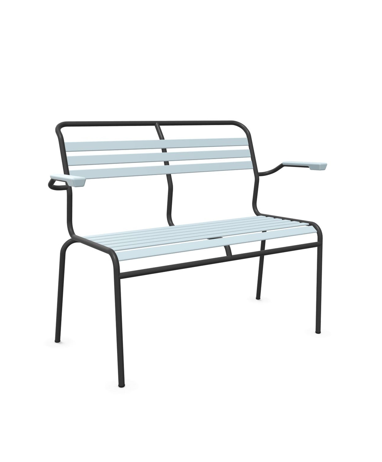 Schaffner Säntis Banc à lattes 2 places avec accoudoirs Bleu Pastel 51 Anthracite 77