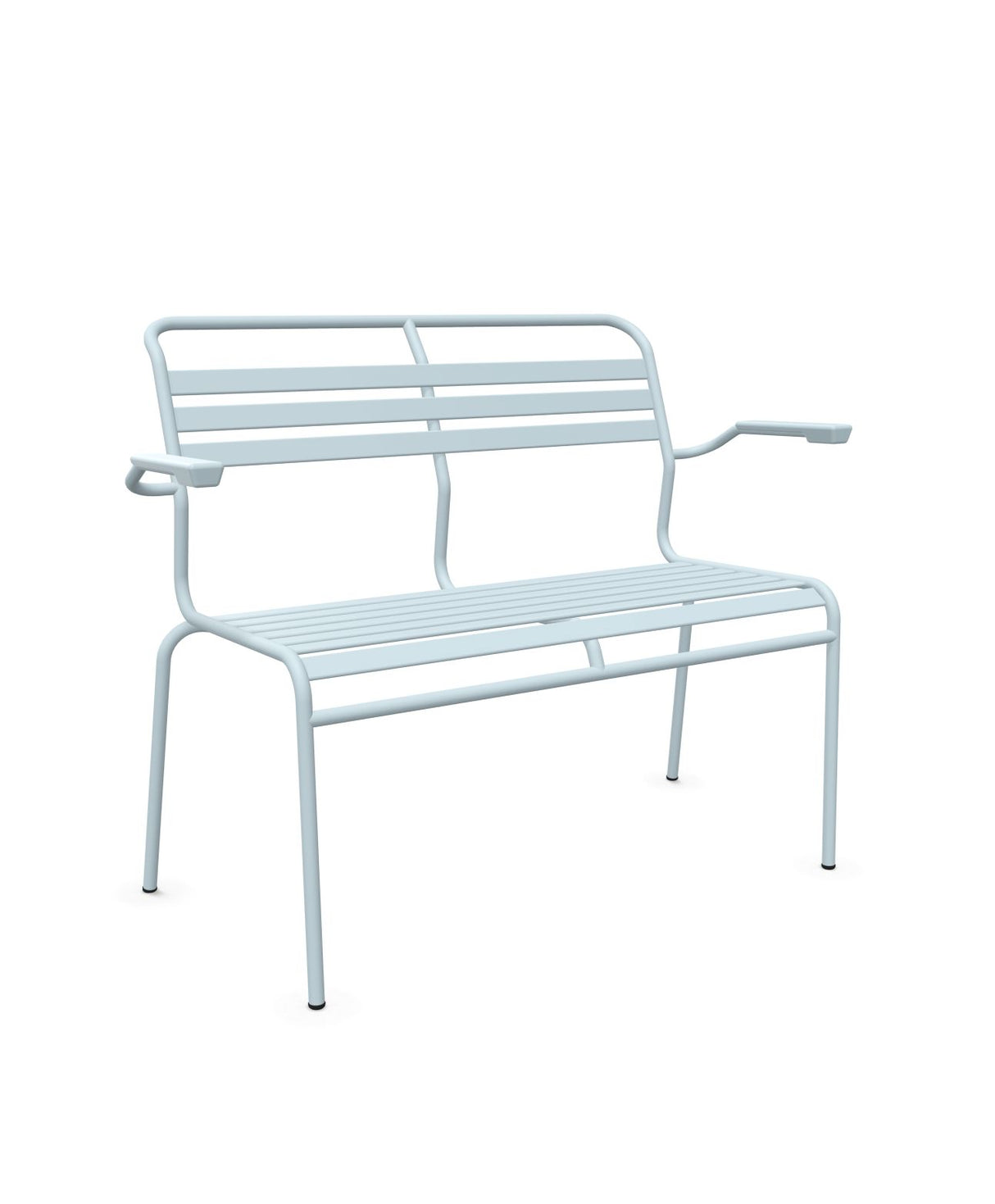 Schaffner Säntis Banc à lattes 2 places avec accoudoirs Bleu Pastel 51 Bleu Pastel 51