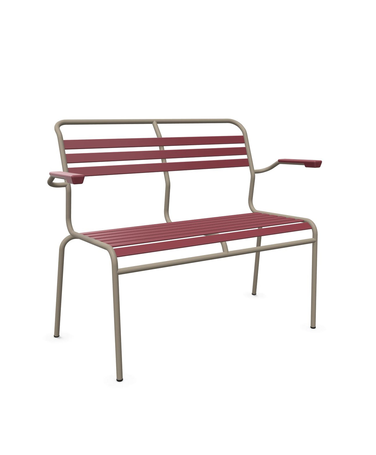 Schaffner Säntis Banc à lattes 2 places avec accoudoirs Bordeaux 38 Champagne 85