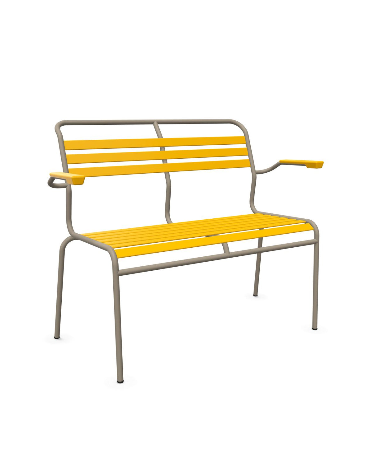 Schaffner Säntis Banc à lattes 2 places avec accoudoirs Jaune 11 Champagne 85