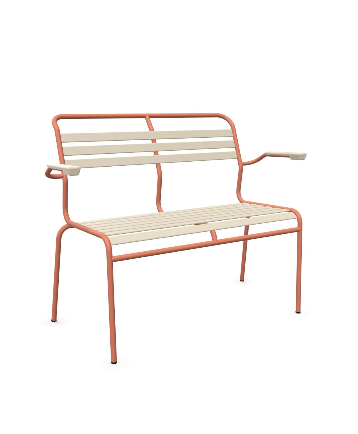 Schaffner Säntis Banc à lattes 2 places avec accoudoirs Sable Pastel 15 Terracotta 84