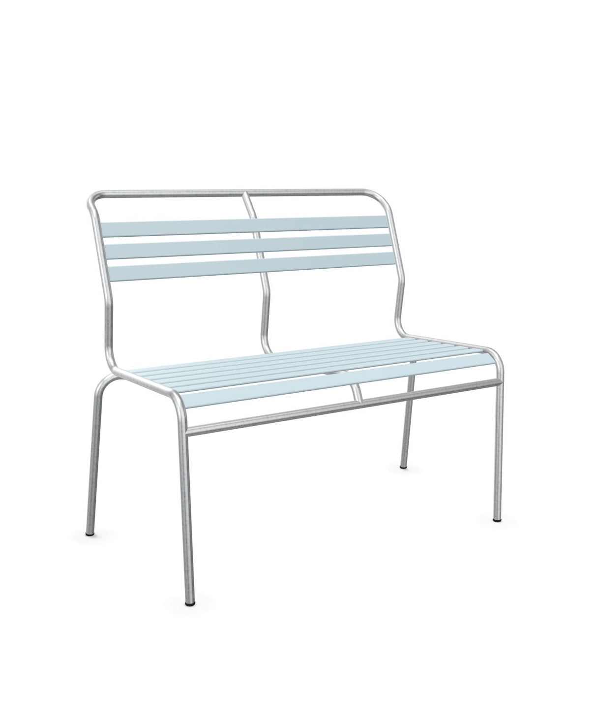 Schaffner Säntis Banc à lattes 2 places sans accoudoirs Bleu Pastel 51 Galvanisé à chaud 02
