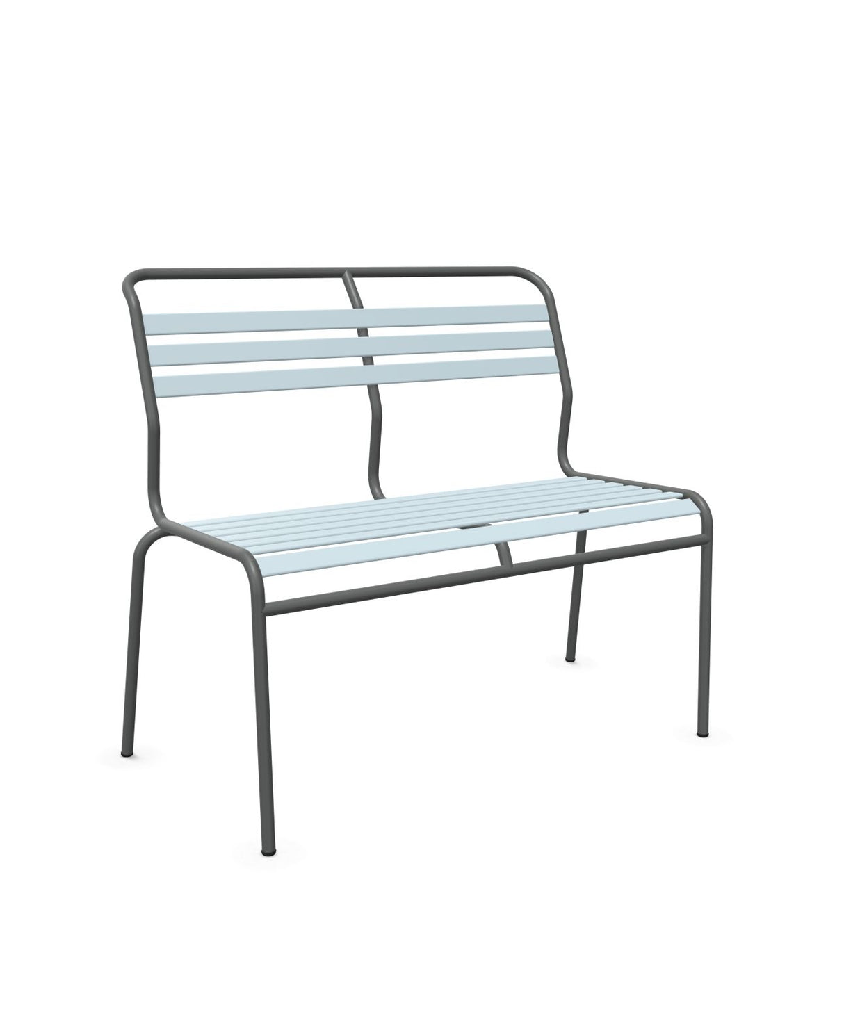 Schaffner Säntis Banc à lattes 2 places sans accoudoirs Bleu Pastel 51 Graphite 73