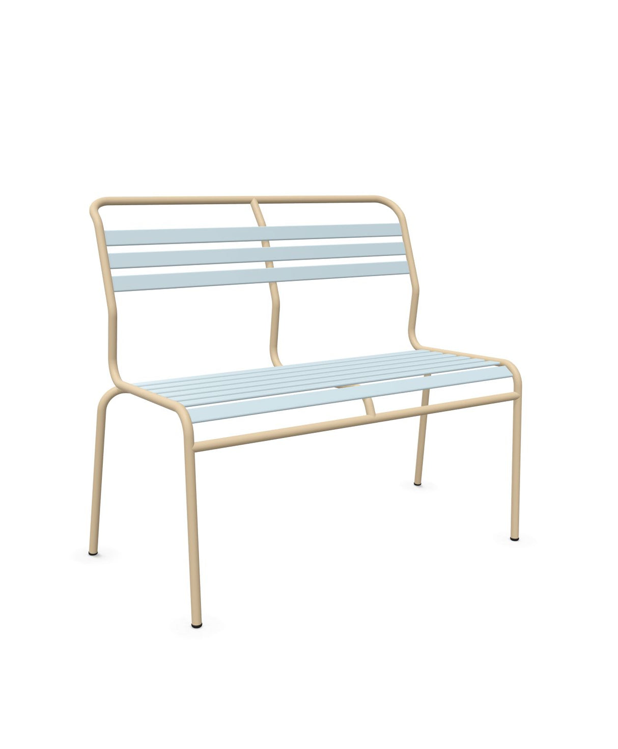 Schaffner Säntis Banc à lattes 2 places sans accoudoirs Bleu Pastel 51 Marron Pastel 83