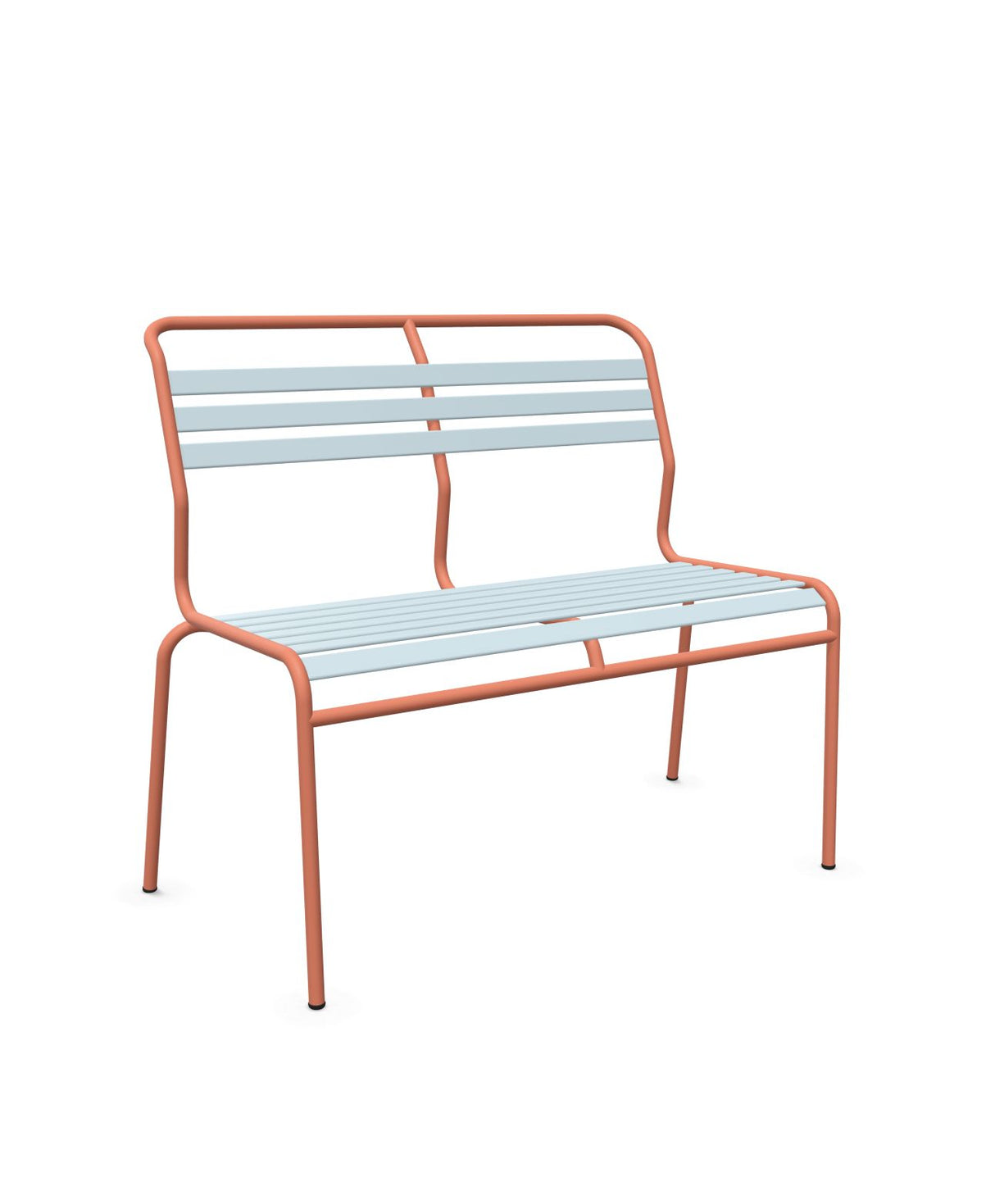 Schaffner Säntis Banc à lattes 2 places sans accoudoirs Bleu Pastel 51 Terracotta 84