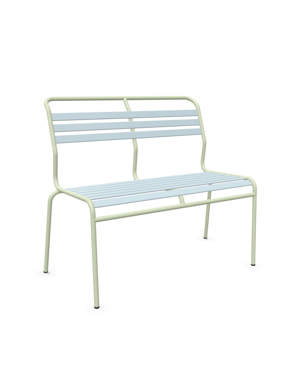 Schaffner Säntis Banc à lattes 2 places sans accoudoirs Bleu Pastel 51 Vert Pastel 64