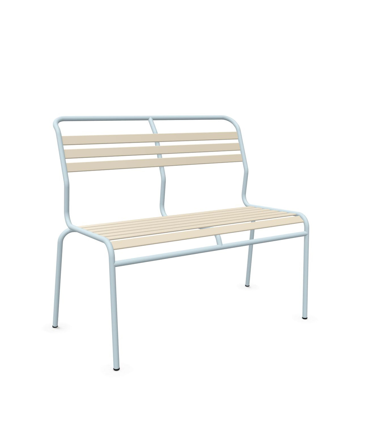 Schaffner Säntis Banc à lattes 2 places sans accoudoirs Sable Pastel 15 Bleu Pastel 51