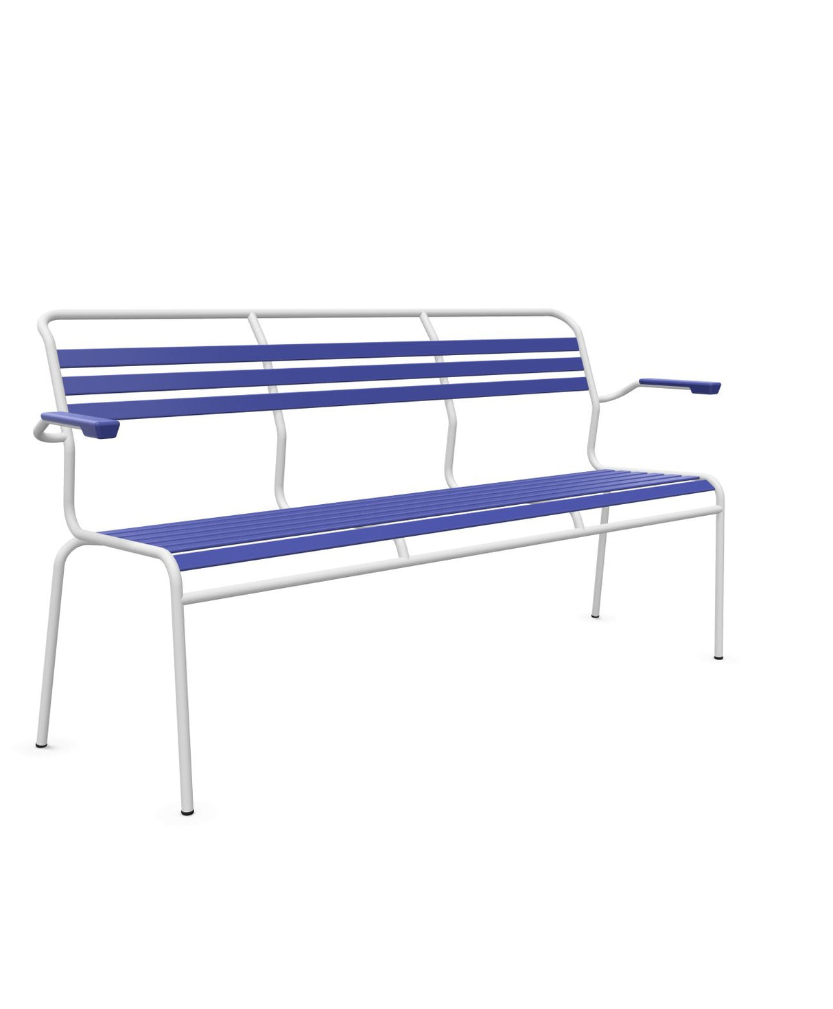 Schaffner Säntis Banc à lattes 3 places avec accoudoirs Bleu 53 Blanc 90
