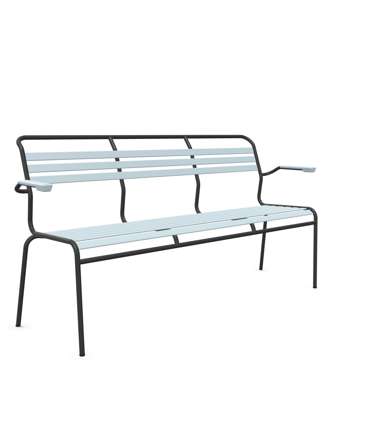 Schaffner Säntis Banc à lattes 3 places avec accoudoirs Bleu Pastel 51 Anthracite 77