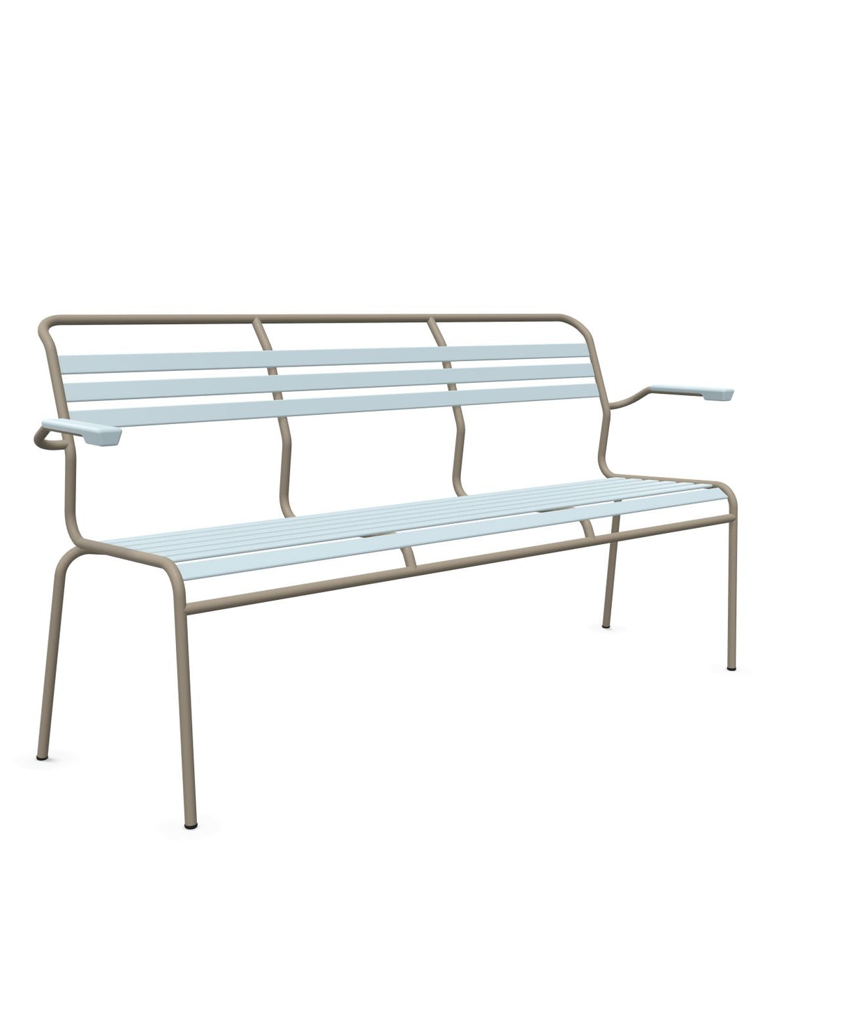 Schaffner Säntis Banc à lattes 3 places avec accoudoirs Bleu Pastel 51 Champagne 85