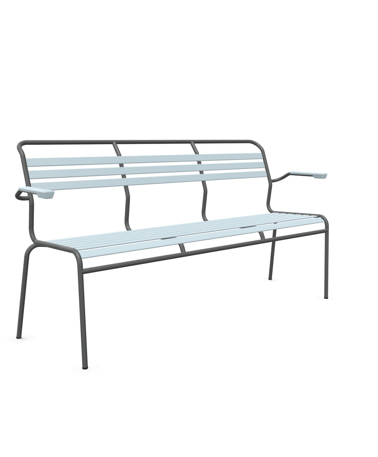 Schaffner Säntis Banc à lattes 3 places avec accoudoirs Bleu Pastel 51 Graphite 73
