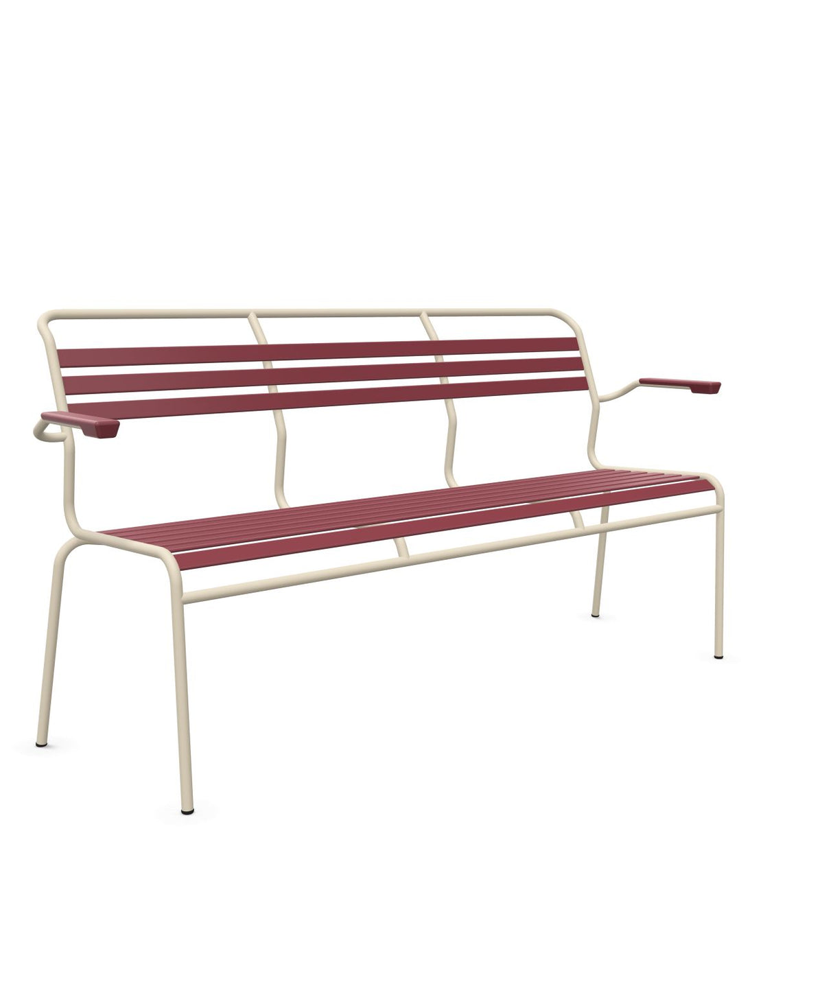 Schaffner Säntis Banc à lattes 3 places avec accoudoirs Bordeaux 38 Sable Pastel 15
