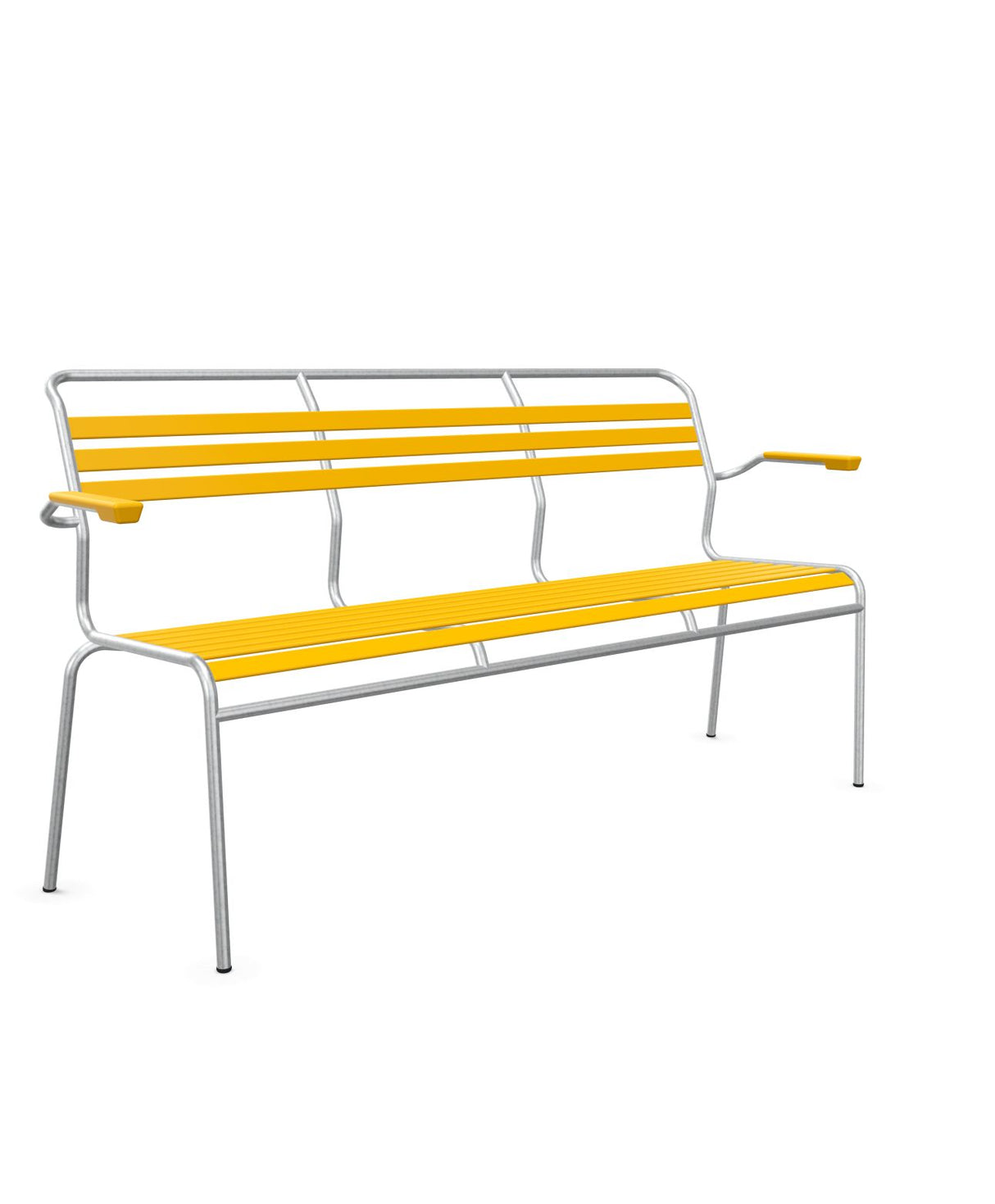 Schaffner Säntis Banc à lattes 3 places avec accoudoirs Jaune 11 Galvanisé à chaud 02