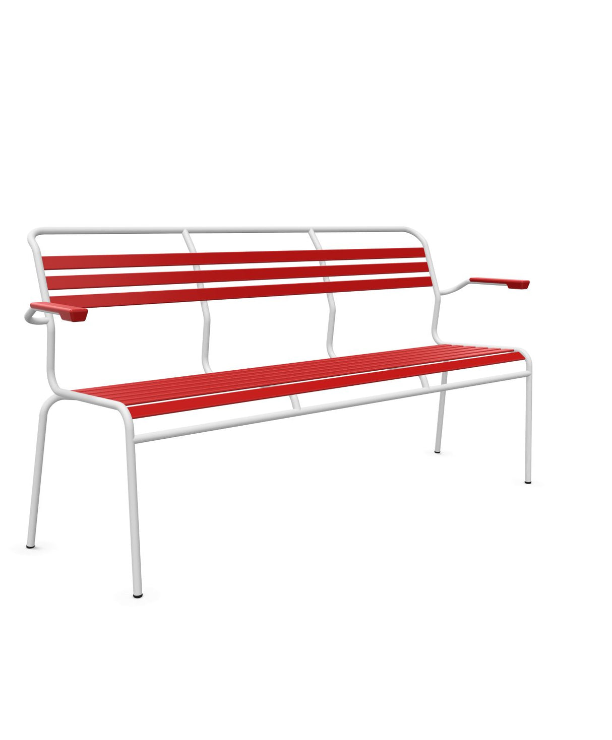 Schaffner Säntis Banc à lattes 3 places avec accoudoirs Rouge 30 Blanc 90