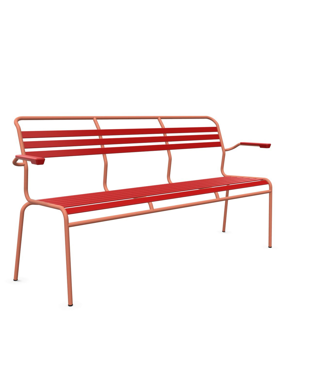 Schaffner Säntis Banc à lattes 3 places avec accoudoirs Rouge 30 Terracotta 84