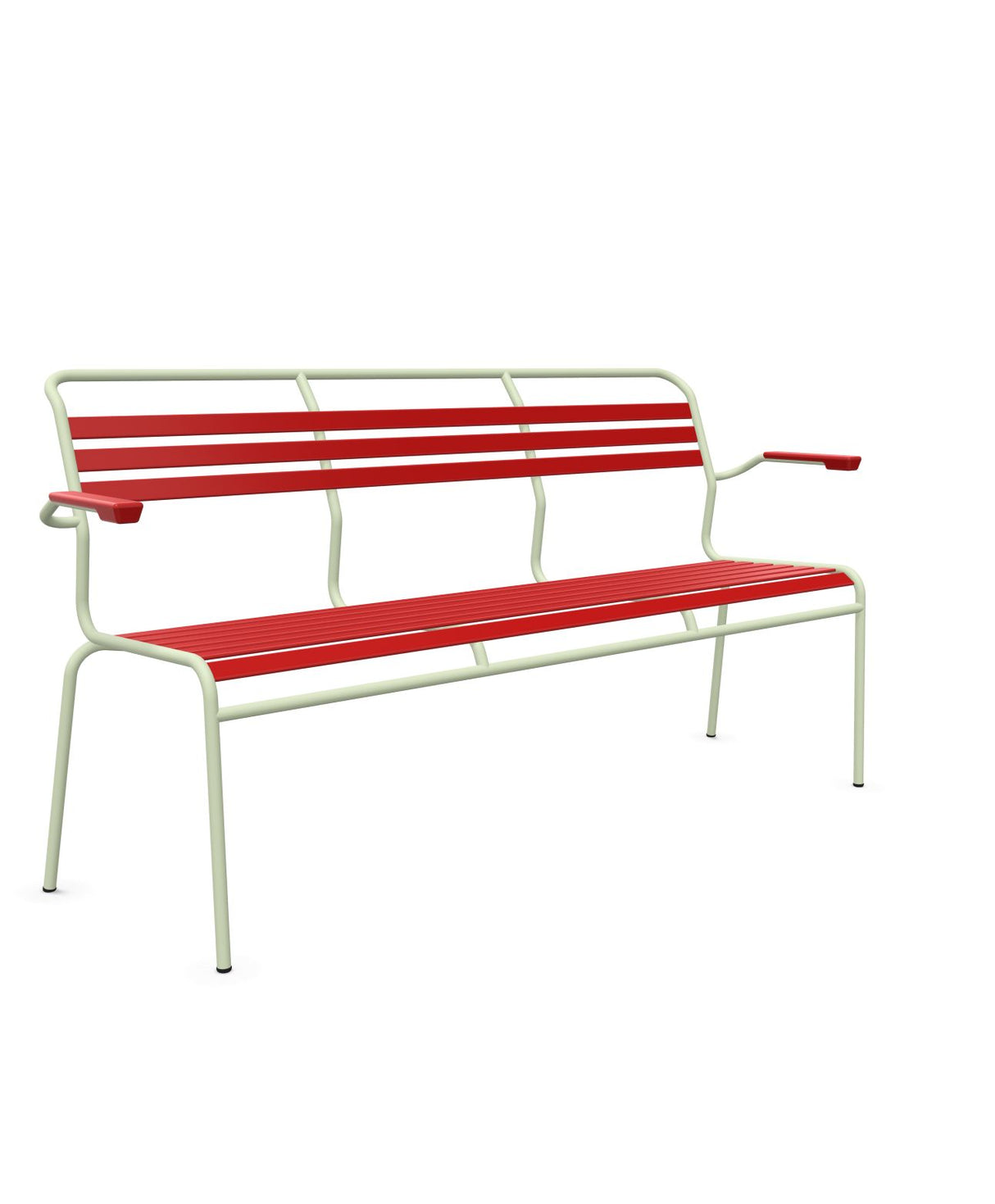 Schaffner Säntis Banc à lattes 3 places avec accoudoirs Rouge 30 Vert Pastel 64