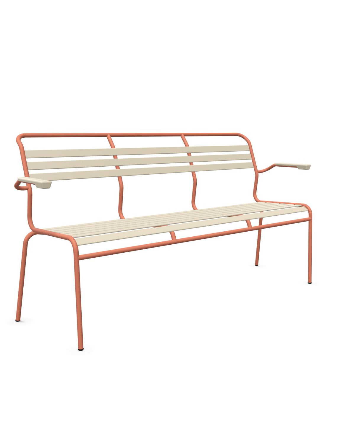 Schaffner Säntis Banc à lattes 3 places avec accoudoirs Sable Pastel 15 Terracotta 84