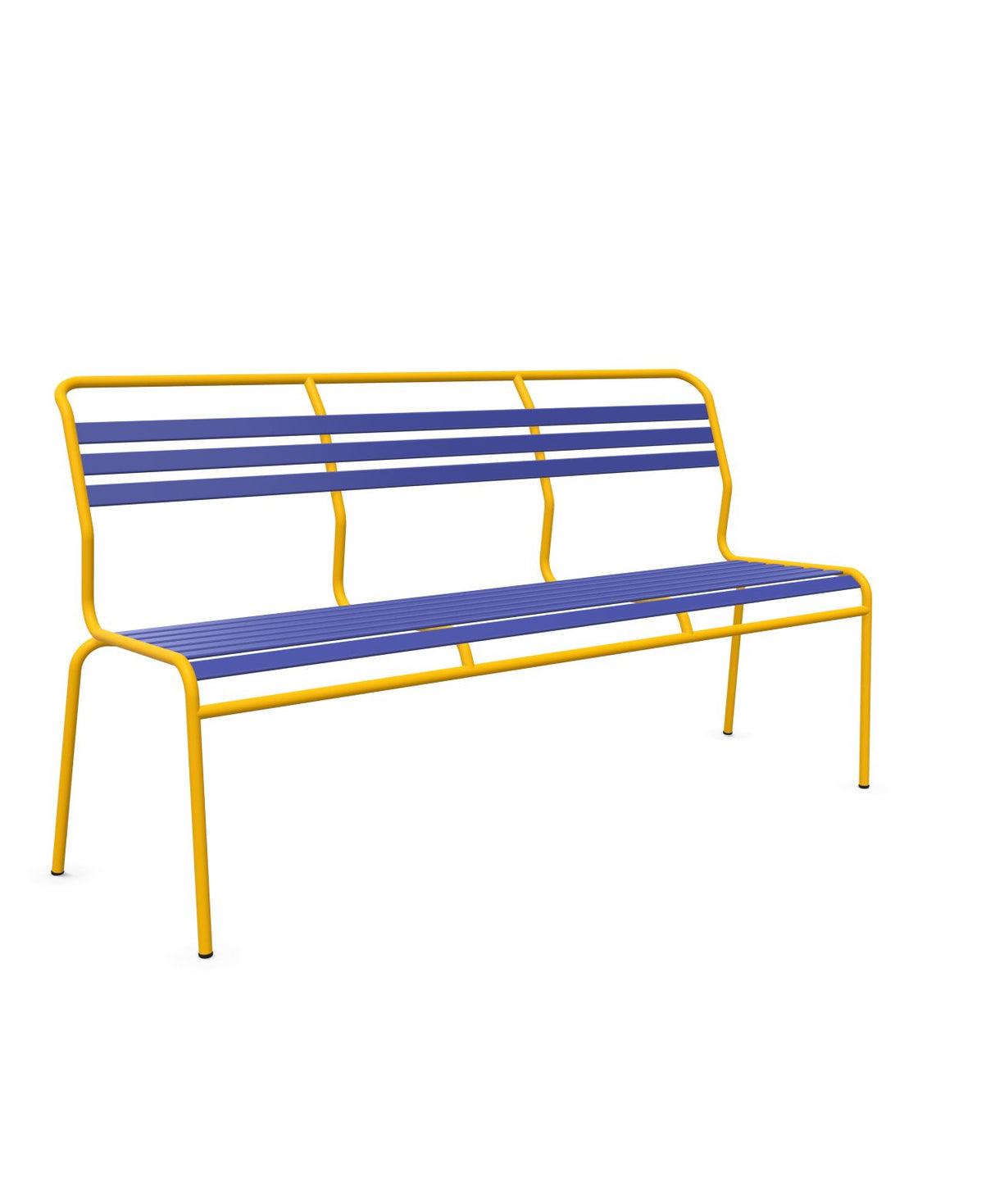 Schaffner Säntis Banc à lattes 3 places sans accoudoirs Bleu 53 Jaune 11