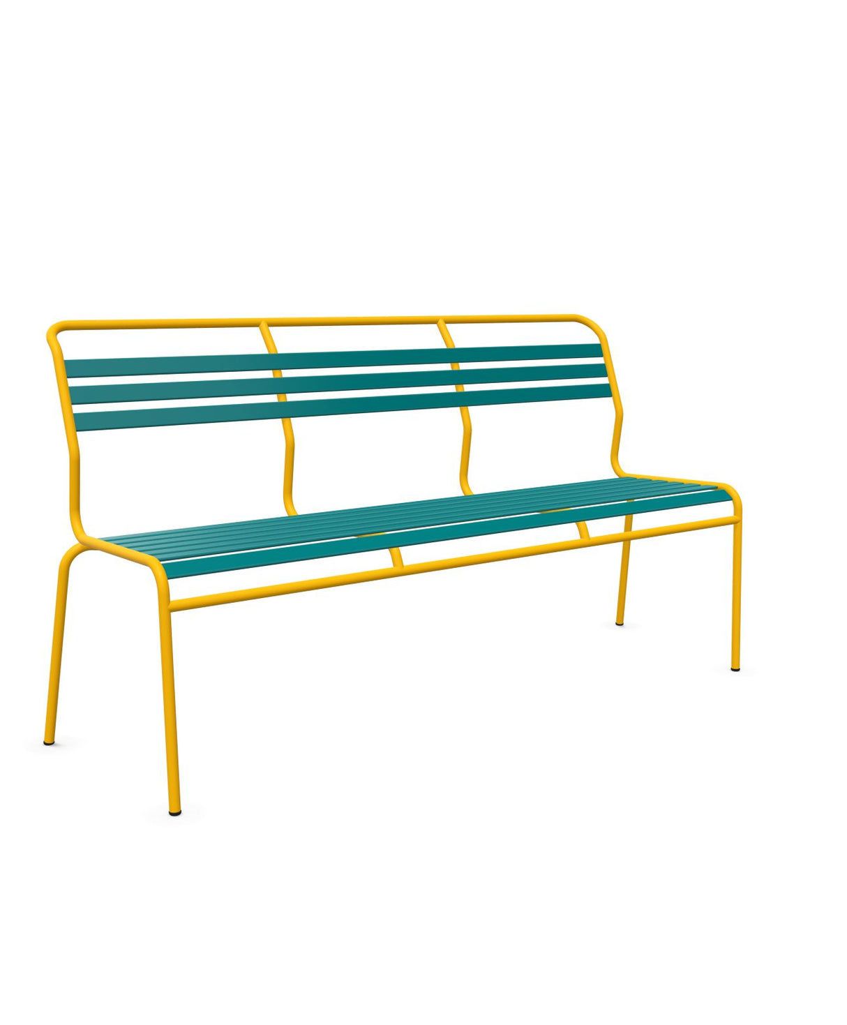 Schaffner Säntis Banc à lattes 3 places sans accoudoirs Bleu Kali 56 Jaune 11