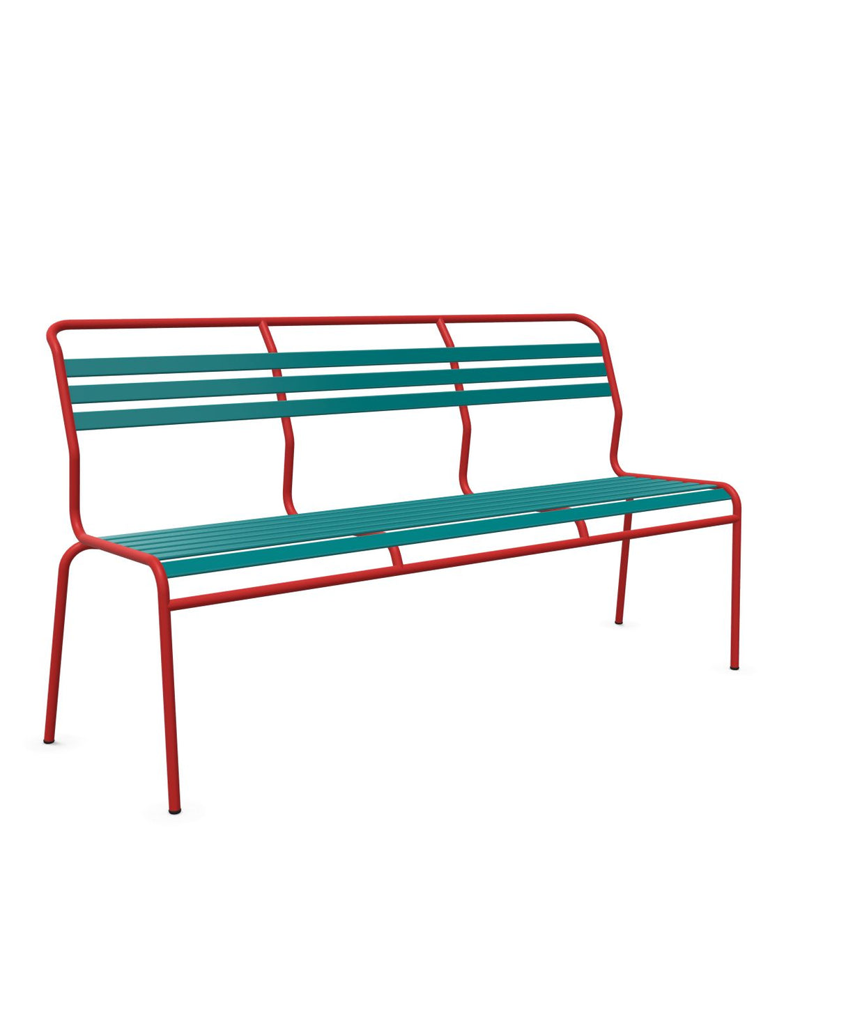 Schaffner Säntis Banc à lattes 3 places sans accoudoirs Bleu Kali 56 Rouge 30