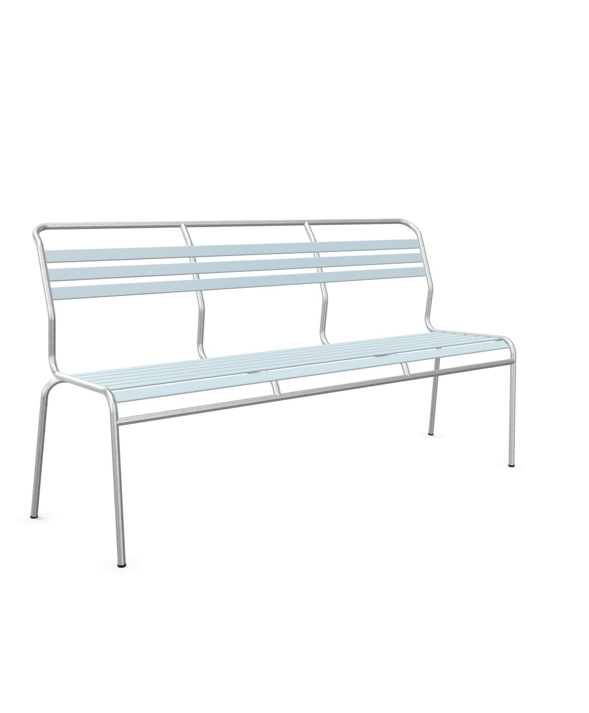 Schaffner Säntis Banc à lattes 3 places sans accoudoirs Bleu Pastel 51 Galvanisé à chaud 02