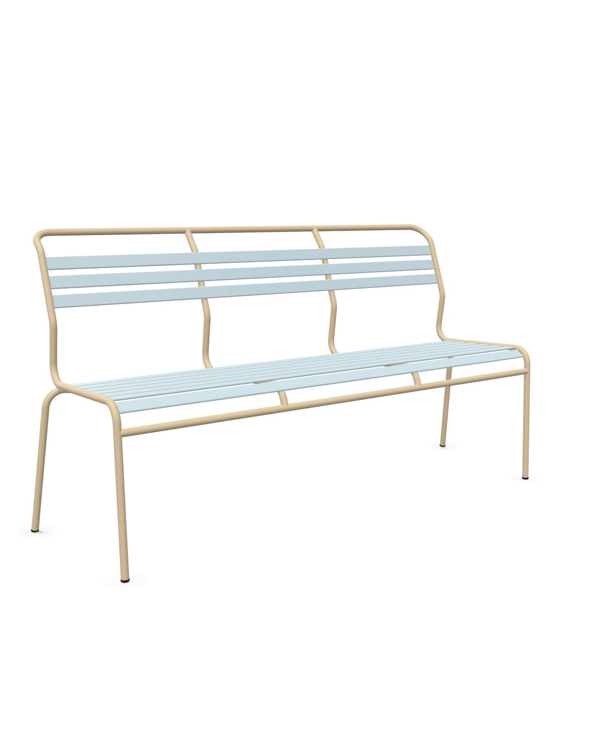 Schaffner Säntis Banc à lattes 3 places sans accoudoirs Bleu Pastel 51 Marron Pastel 83
