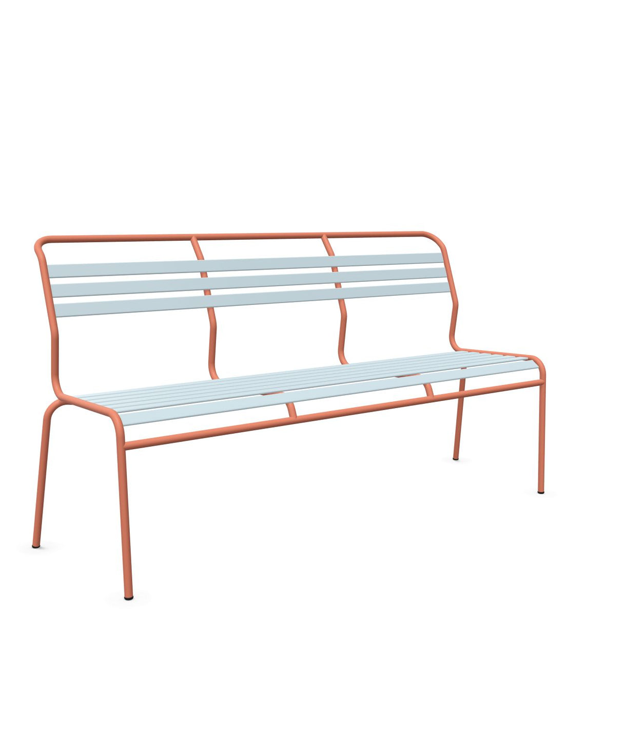 Schaffner Säntis Banc à lattes 3 places sans accoudoirs Bleu Pastel 51 Terracotta 84